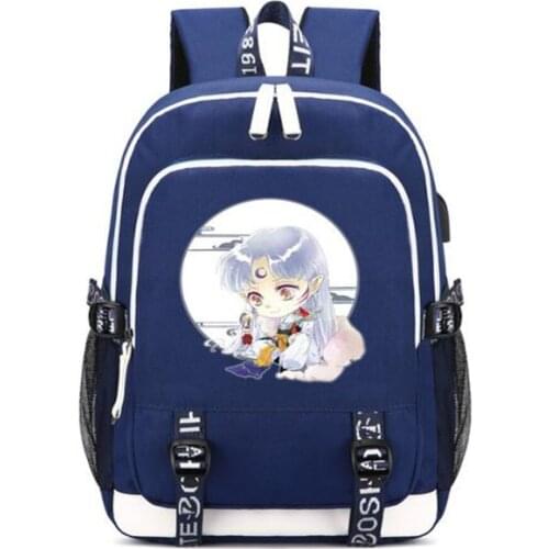 Japan Inuyasha Supernatural Rucksack Backpack Bag W/USB Fashion Port/ Lock /Headphone Travel Laptop Students School Bag Gift