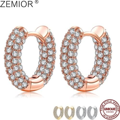 ZEMIOR Graceful Hoop Earring For Women Inlay Zircon U Style Individual Character Geometric Earrings Fashion Jewelry Summer New
