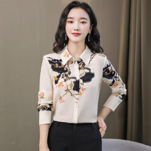 Dropshipping New Spring Summer Fall Vintage Floral Print Collar Long Sleeve Women Ladies Party Casual OL Work Top Shirt Blouse