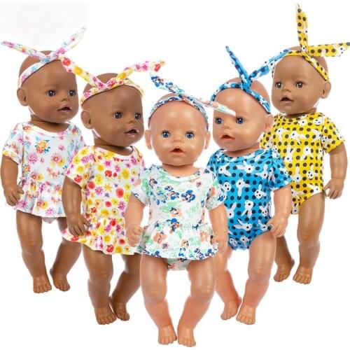 Rabbit Suit+Hairbrand Doll Clothes Fit 17inch 43cm Doll Clothes Born Baby Doll Accessories Suit For Baby Birthday Festival Gift