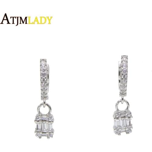 Baguette Dangle Earring For Women 925 Sterling Silver With AAA+ Cubic Zirconia 2020 Fashion Gorgeous Wholesale Luxury Jewelry