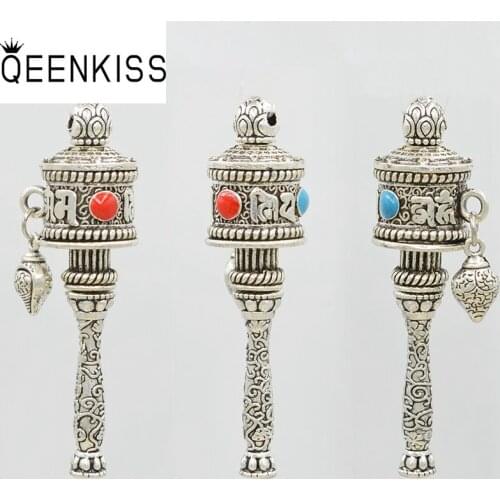 QEENKISS AC923 Fine DIY Jewelry Making Accessories Findings Fittings Bracelet Necklace Prayer Wheel Tibetan Pendant Charm 1PC