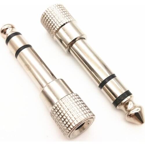 10pcs/lot Nickel Plated 6.35mm Male to 3.5mm Female Audio Adapter For Microphone Speaker Audio Amplifier