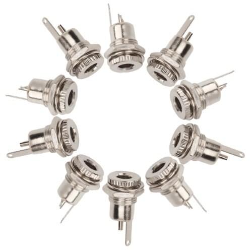 10Pcs Metal Female DC Power Jack 5.5mm x 2.1mm Panel Mounting Socket Copper