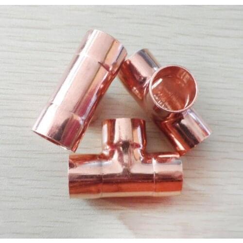 15mm Inner Dia x1.5mm Thickness Copper Equal Tee Socket Weld End Feed Coupler Plumbing Fitting Water Gas Oil