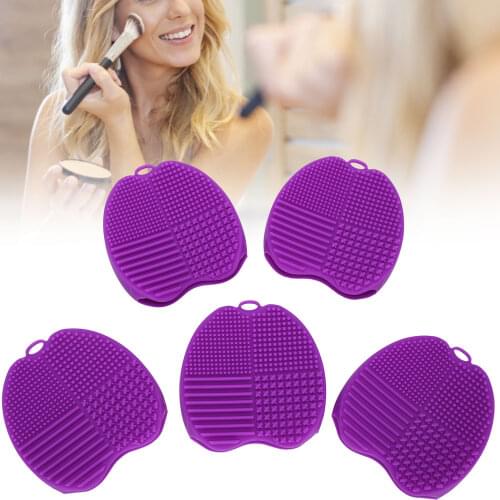 5pcs Portable Apple Shape Silicone Makeup Brush Cleaner Scrubber Board Eye Shadow Brushes Foundation Brushes Cleaning Pad Tools