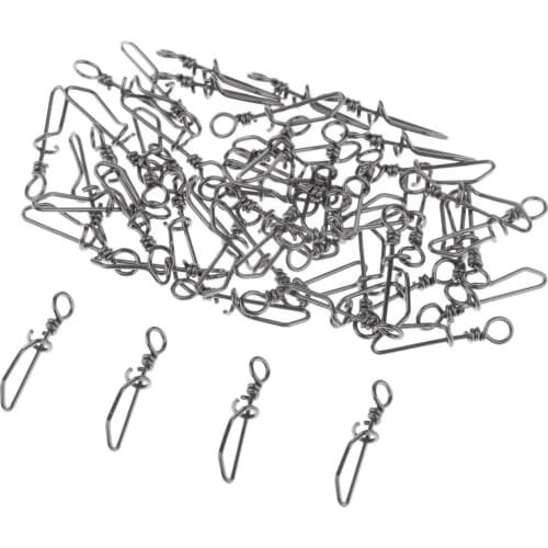 50pcs Barrel Swivels Line Hook Connector Fishing Swivel T-Shape Snaps Tackle