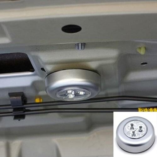 3 LED Car Emergency Light Battery Powered Tap Push Car 3W LED Night Stick Interior Reading Round Light Lamp A4X9