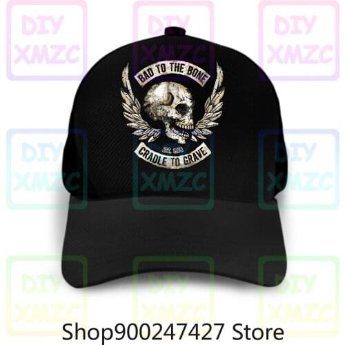 Hats Nero Gotico Baseball Cap Biker Vintage Tatuaggio Modello Bad To The Bone X