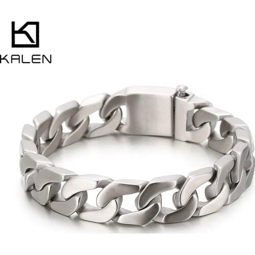 Kalen Brushed 14mm High Quality Stainless Steel Mens Bracelet Simple O-chain Accessories Assembly Jewelry