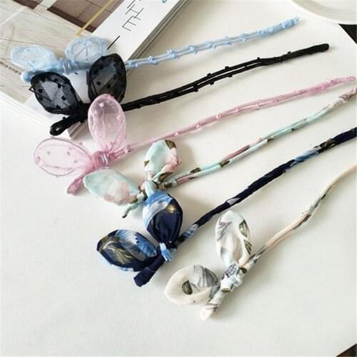 Floral Rabbit ears Bow tie bud Meatball Head Ponytail Hair Accessories Cute Girl Women Headwear Magic Hair Styling
