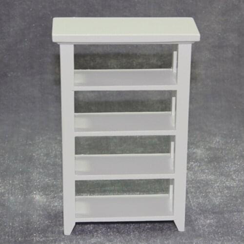 G07-X437 children gift Toy 1:12 Dollhouse mini Furniture Miniature rement Doll accessories white color 4 layer shelves 1pcs