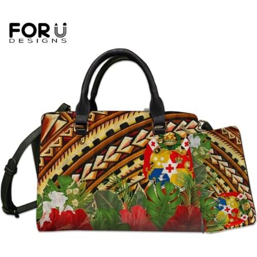 FORUDESIGNS Women Fashion Shoulder Bags And Purse Tonga Print Female Messenger Bag Hibiscus Flower Design Handbag Crossbody Bag
