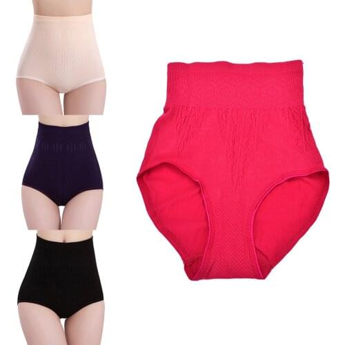 Hot Women Solid High Waist Brief Girdle Body Shaper New Underwear Fashion Ladies Pure Cutton Slim Tummy Knickers Pants Underwear