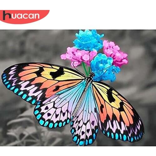 HUACAN DIY Diamond Painting Butterfly Full Diamond Embroidery Animal Full Drill Mosaic Home Decor Handmade Gift