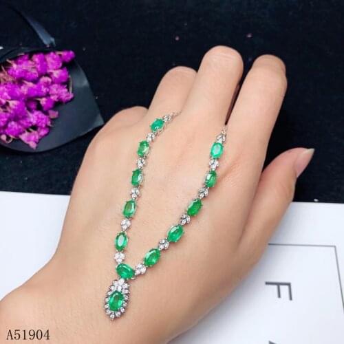 KJJEAXCMY boutique jewelry 925 sterling silver inlaid natural emerald gem women luxury necklace support detection