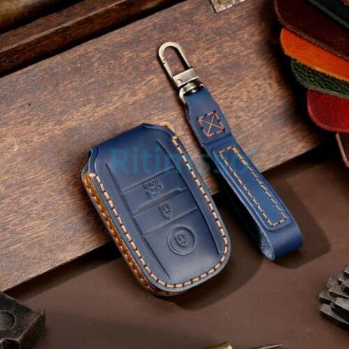Leather Key Fob Cover Case Holder for Kia Rio Sportage Sorento Soul Key Chain