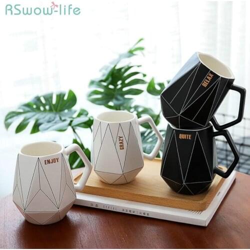 Creative Polygonal Ceramic Mugs Office Coffee Cup Cute Drinking Cup Home Breakfast Milk Cup For Drinkware