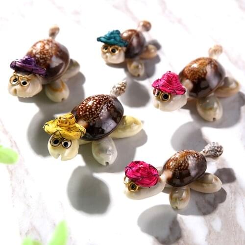 10pcs Shell Craft Tortoise Mascot Mini Spectacled Turtle Decorative Figure (Random Color)