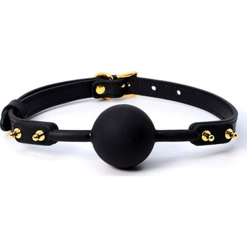 Soft Silicone Ball Gag BDSM Bondage Gags Open Mouth Stuffer Restraints Genuine Leather Harness Strap Sex toys for Adult Couples