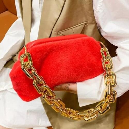 Soft Faux Fur Clutch Handbags Famous Brands Women Shoulder Bag Ladies Hand Bag and Purses 2021 Winter Womens Underarm Bags