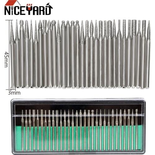 NICEYARD 30pcs/Set 3mm Coated Carving Burrs Drill Bit Diamond Grinding Head Sets Dremel Rotary Tools Accessories