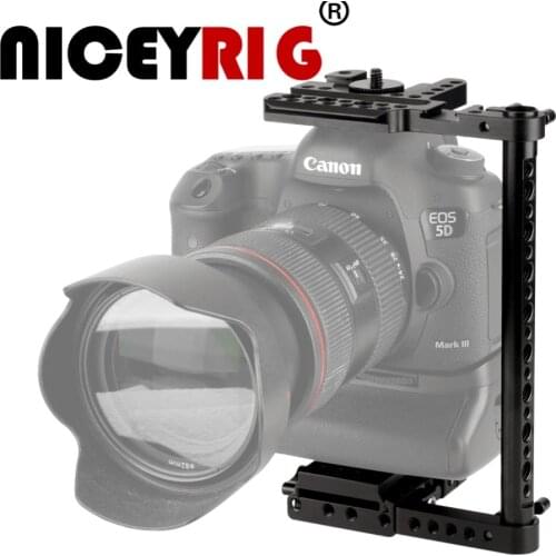 NICEYRIG Universal Camera Cage Rig With QR Plate For Canon EOS-1DC Nikon D3X Sony a7SII Fujifilm X-T2 With Battery Grip