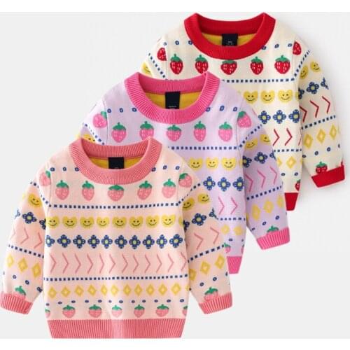 2-7T Toddler Kid Girls Clothes Autumn Winter Warm Pullover Top Long Sleeve Sweater Cute Fashion Double Layers Knitted Knitwear