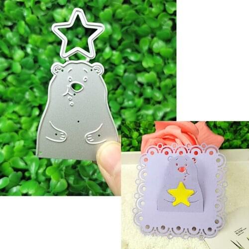 Suitable for Christmas metal cutting die DIY scrapbook photo album 3D creative greeting card making bear 2021 new product