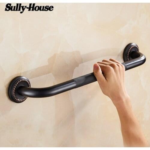 Sully House Black Antique Brass Bathroom Safety Handrail, Disabled Grab Bars for Toilet Elderly Safety Helping Bathtub Handle