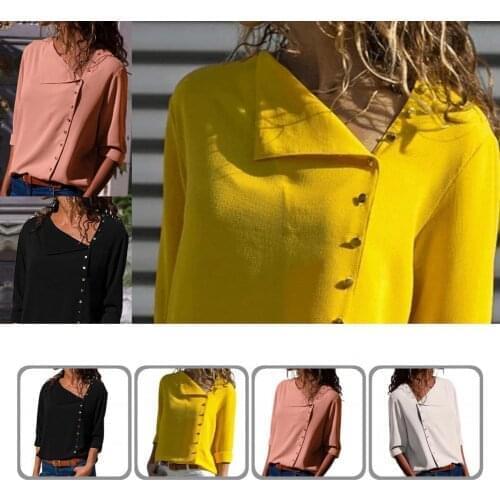 Top Chic Long Sleeve Solid Color Chiffon Blouse Breathable Loose Blouse All-matched Workwear
