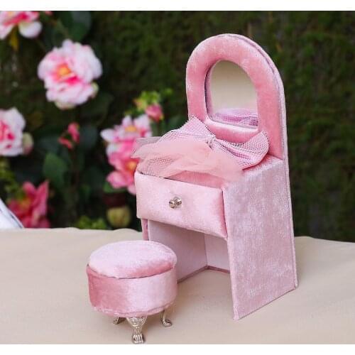 Pink Bowknot Dresser Jewelry Box Organizer Travel Case Jewellery Display Storage Gift for Women Girls Holiday Gifts