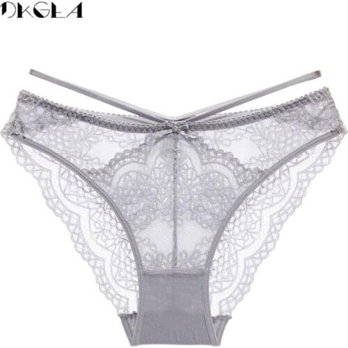 2020 New Gray Panties Sexy Low-Rise Women Underwear Embroidery Plus Size XL L Briefs Comfortable Transparent Panty Lace Lingerie