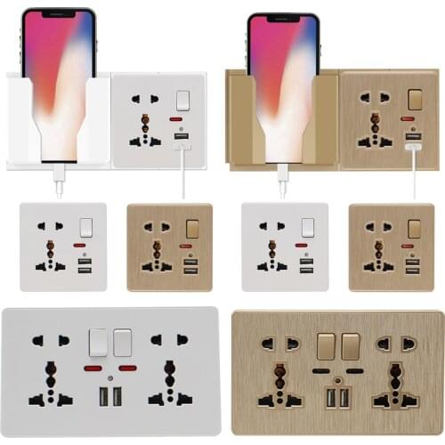 13A 5 Holes Universal USB Wall Socket Power Outlet Switch Control Socket Charge Port For Mobile 5V 2.1A Charge Holder