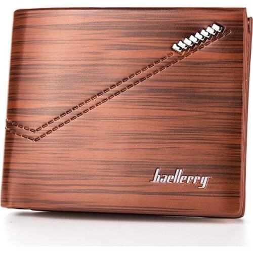 Vintage PU Leather Mens Wallets Bevel Striped Texture Quality 3 Folds Middle Hard ID Credit Card Holder Purses Wallet Carteira