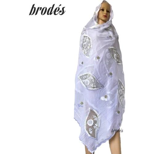 High Quality African Women Scarfs muslim embroidery soft cotton Splicing big scarf for shawls wraps pashmina