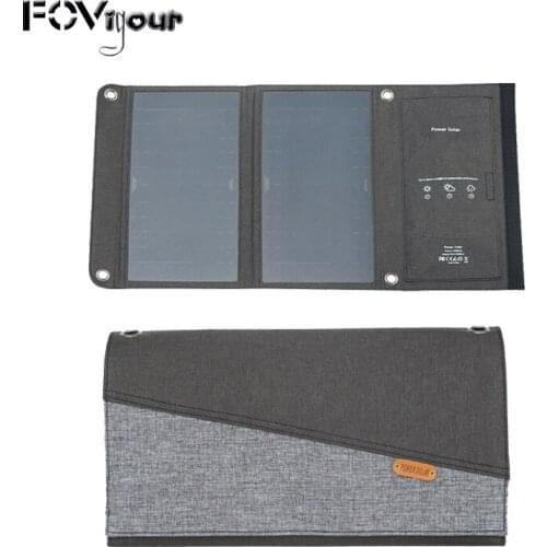 Fovigour 5V 14W Solar Charger With SunPower Solar Panels Dual USB Ports for iPhone iPad Samsung Galaxy LG Cellphones and Devices