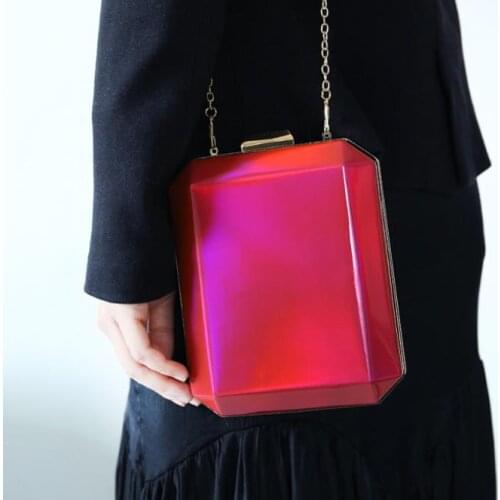 Women shoulder bag PU laser fashion chains evening clutch bag Euro-American style designer bags Gilding Lock purse high-capacity