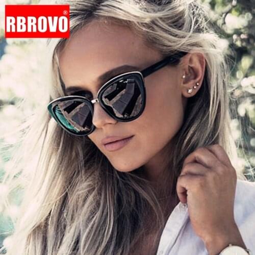 RBROVO 2021 Oversized Cateye Sunglasses Women Retro Glasses for Women Mirror Retro Sunglasses Women Brand Oculos De Sol Feminino