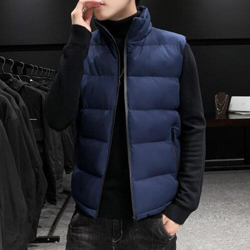 Winter Mens Down Cotton Vest Casual Jacket Mens Warm Vest Jacket Large Size Trendy M-5XL
