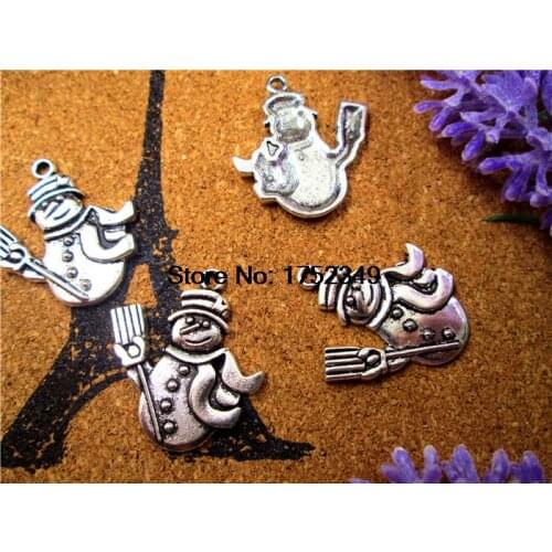 15pcs--Snowman Charms Antique Tibetan Silver Tone snowman pendants/charms 27x14mm