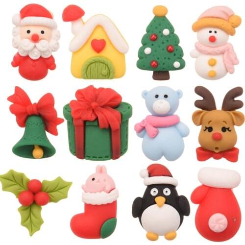 20PCS Christmas Resin for Hair Accessories 0.6*1inch Supplies for Christmas Hair Bows Center Boutique Accessory for Headwrap