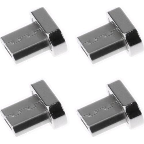 4 Pieces Alloy Micro USB Male Cord Magnetic Tip Charger Adapter Connector for Android Mobile Phones Silver