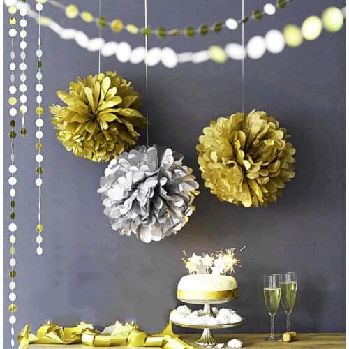 5pcs 8" Tissue Paper Pom Poms Paper Flower Ball Pompom Handmade Flower For DIY Home Garden Wedding Birthday&Wedding Decoration