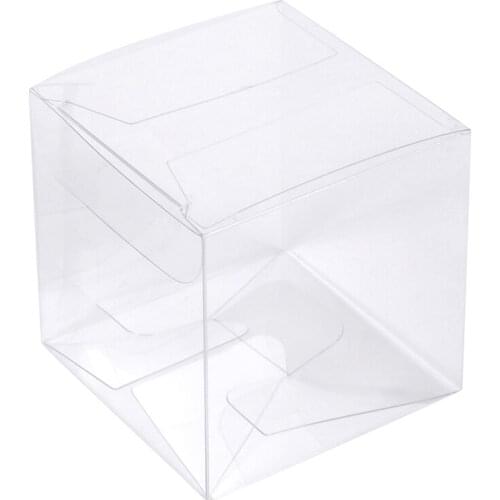 50Pcs 5*5*5cm PVC Transparent Square Gift Boxes Wedding Favor Party Favor Candy Box Souvenirs Packinng Christmas Decorations