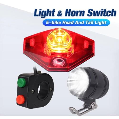 6V - 80V 12V 24V 36V 48V 60V 72V Universal E-bike Headlight Taillight Horn Set Front Light Headlamp Rear light Taillamp