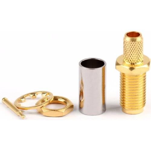 Areyourshop RP-SMA Female RF Connector Male Pin For RG58 RG142 RG400 LMR195 Cable 10Pcs 50ohm Brass Hot Sale Plug Jack