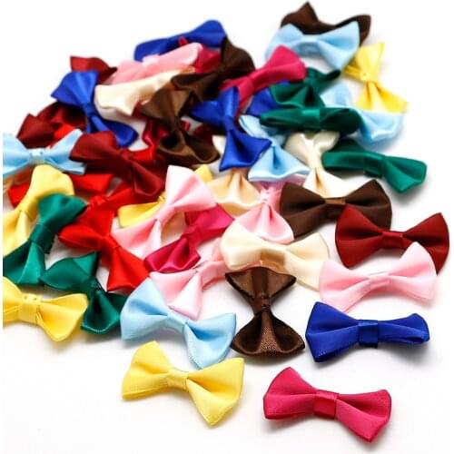 25Pcs 4*2.5cm Mini Satin Ribbon Bowknot Hair Clips DIY Craft Scrapbooking Girl Hairpins Clothes Decoration Sewing Accessories