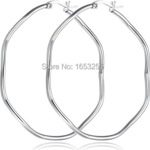 Large 55mm Surgical Stainless Steel Simple Style Hoop Earring Men Women Fashion Party JewelryH
