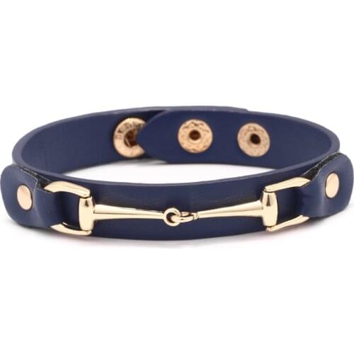 PU Women Bracelet Candy Color Double Layer Punk Style Leather Bracelet Gold Buckle Women Adjustable Bracelets Cuff Wristband